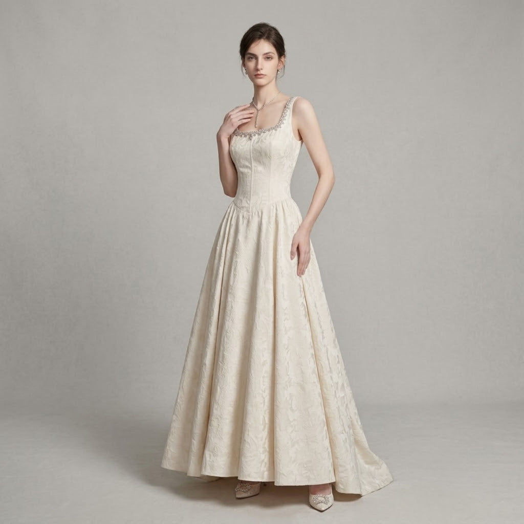 Couture Spaghetti Strap Evening Dress