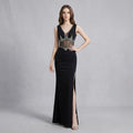 Glamorous Heavy-Work Slit Fishtail Formal Evening Dress
