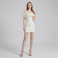 Sexy Off-Shoulder Flounce Trim Bodycon Dress