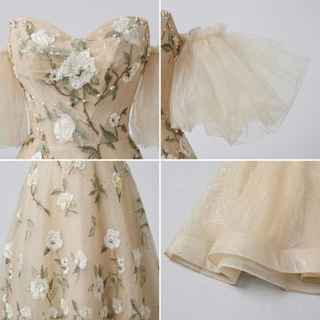 Luxurious Floral Bustier High-End Gala Evening Dress