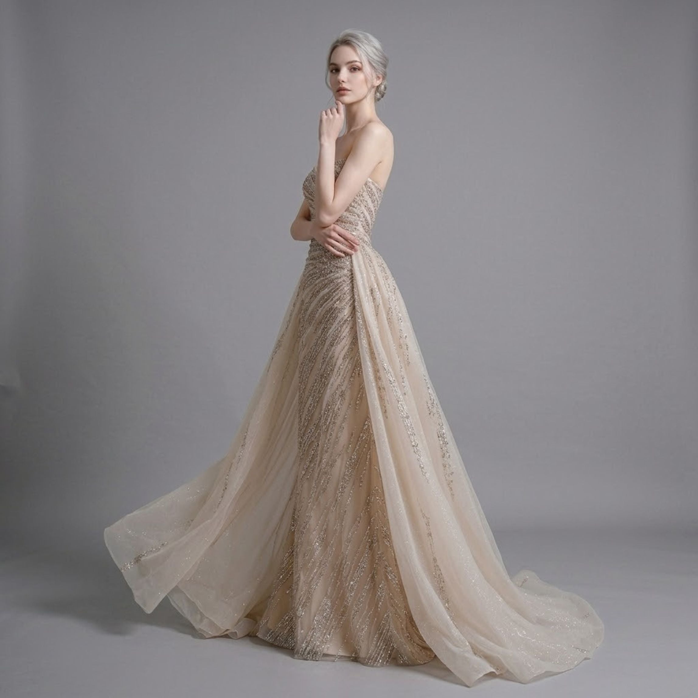 Sophisticated Strapless Bustier Gala Evening Dress