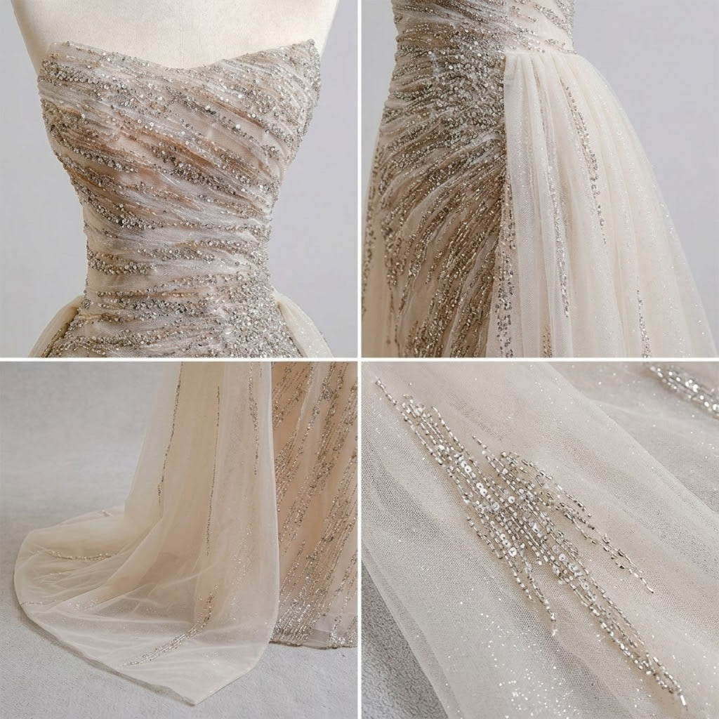 Sophisticated Strapless Bustier Gala Evening Dress