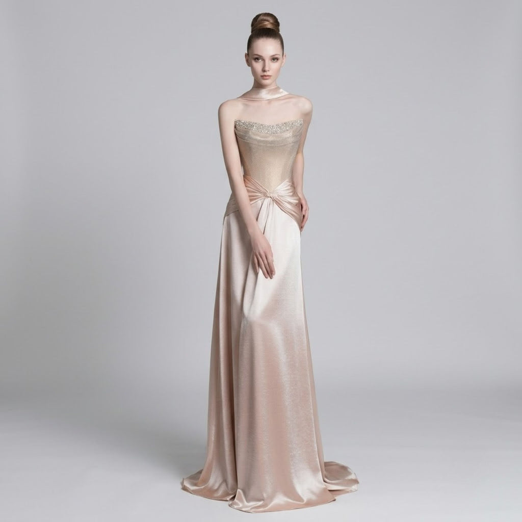 Sophisticated Strapless Sequin Bustier Gala Dress