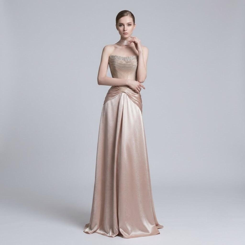 Sophisticated Strapless Sequin Bustier Gala Dress