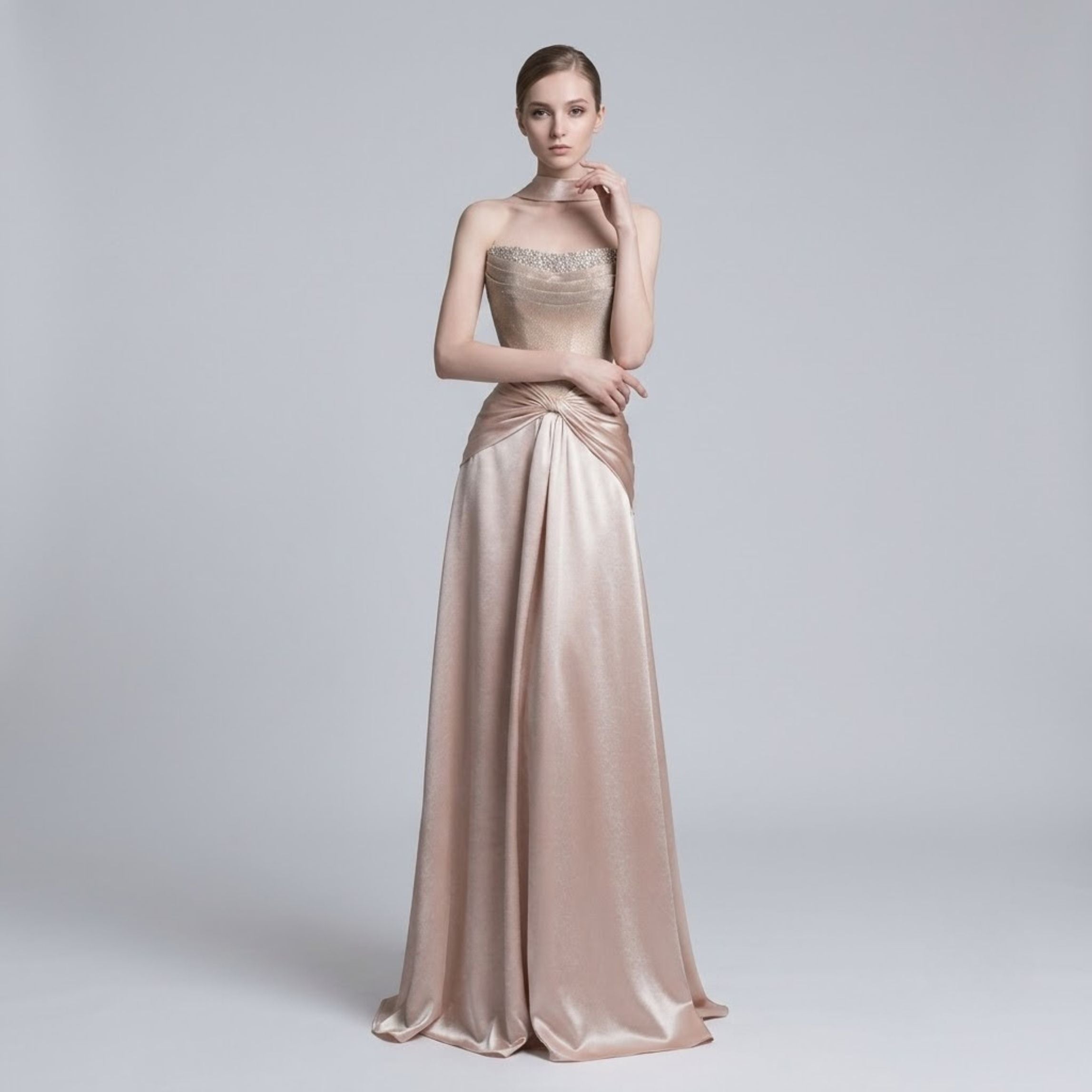 Sophisticated Strapless Sequin Bustier Gala Dress