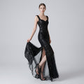 Retro Shimmering Sequin Mesh Gala Evening Dress
