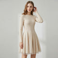 Knit & Tiered Tulle Spliced Long-Sleeve Dress