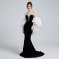 Hand-Beaded Bandeau Floor-Length Mermaid Evening Dress