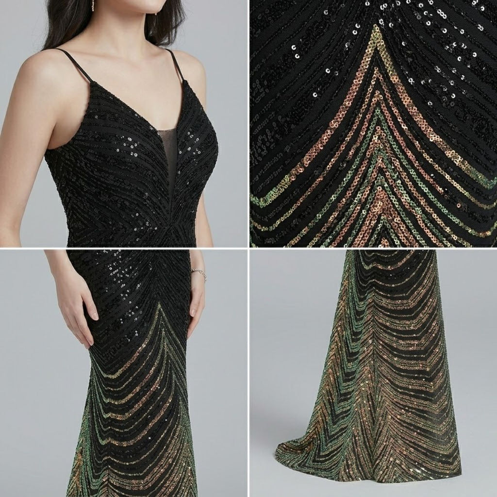 #30061 SUSPENDERS  SEQUINS GOLD WIRE PARTY DRESS