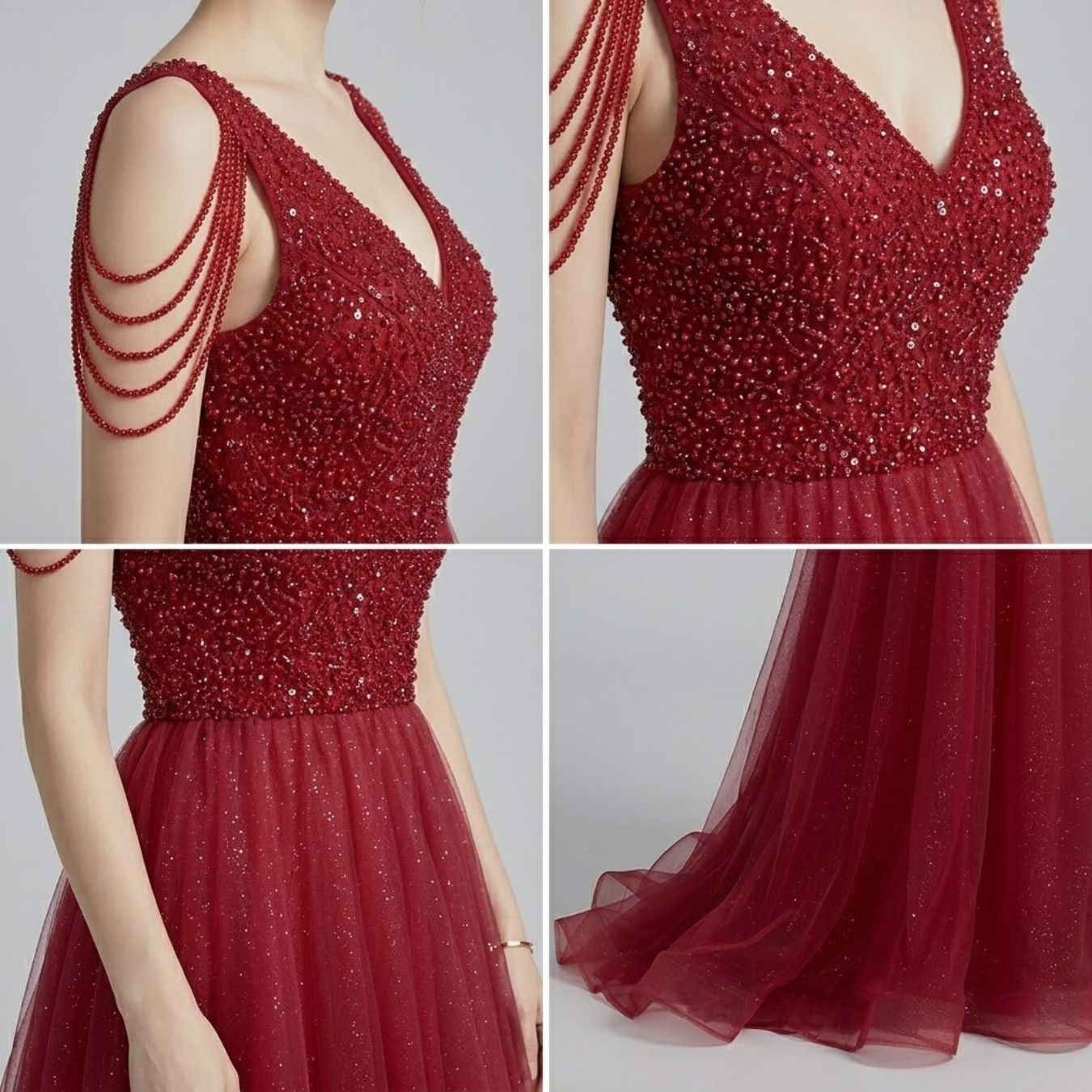 #5300 V-neck tassel evening dress