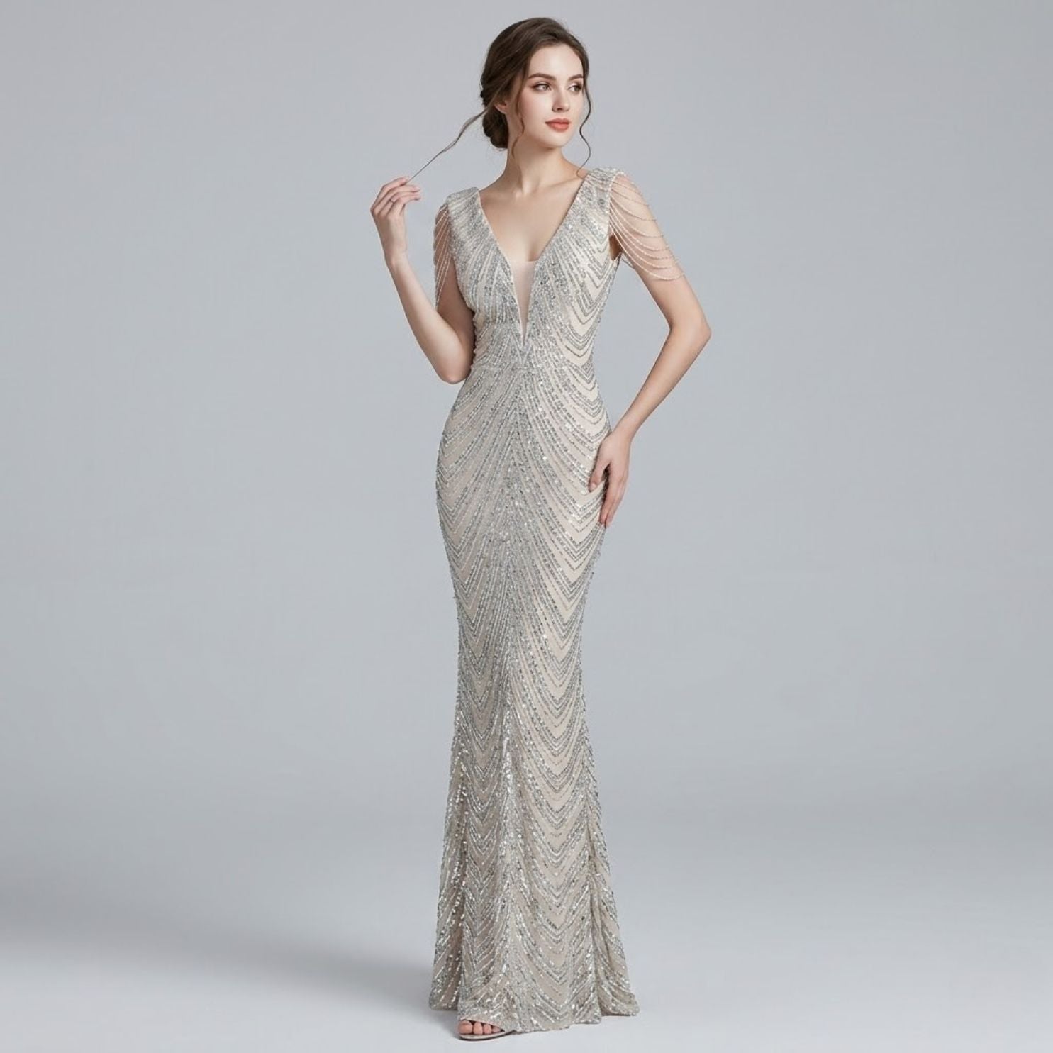 #5301 Tassel sequins evening dress