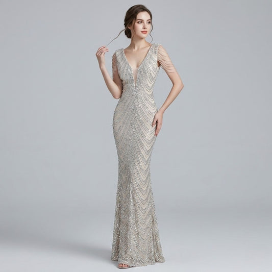 #5301 Tassel sequins evening dress