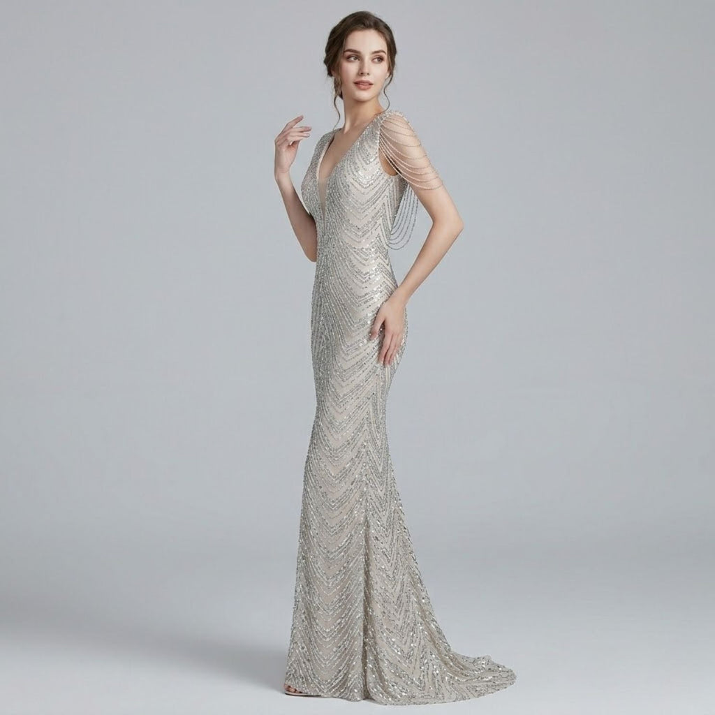 #5301 Tassel sequins evening dress