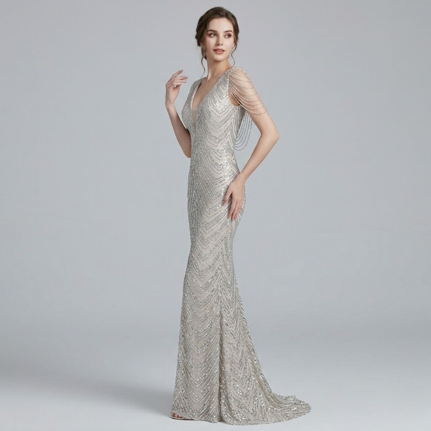 #5301 Tassel sequins evening dress