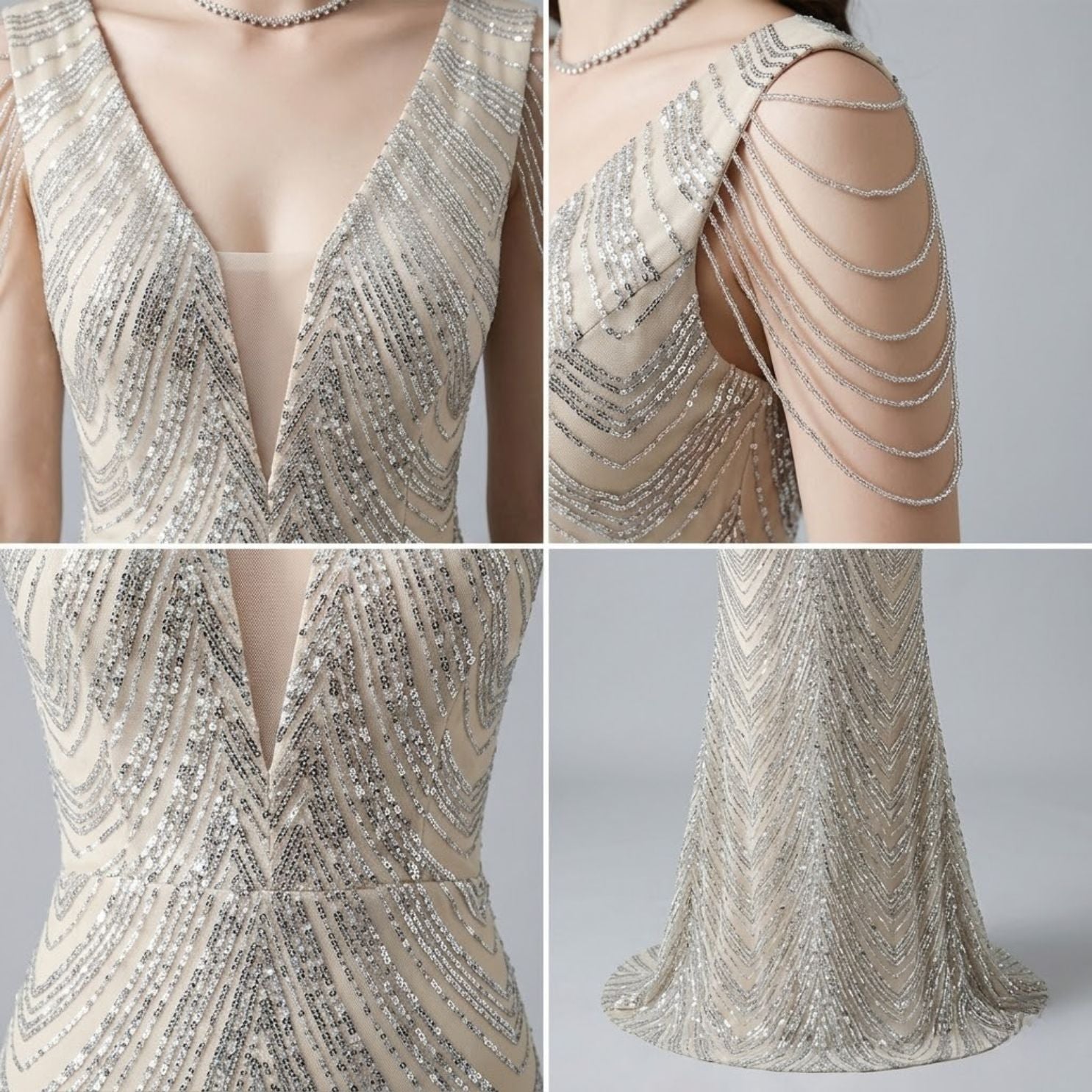 #5301 Tassel sequins evening dress