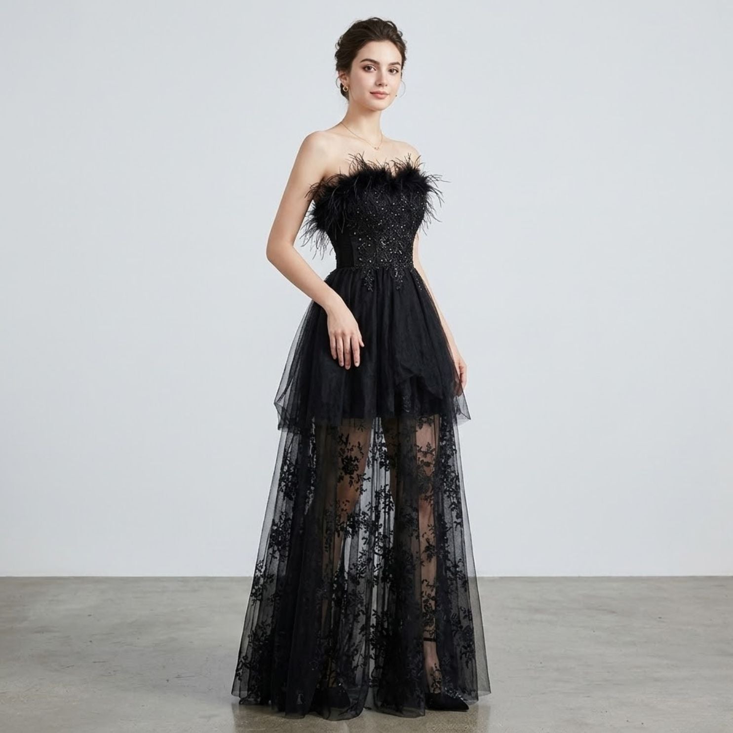 #5302 One shoulder evening dress