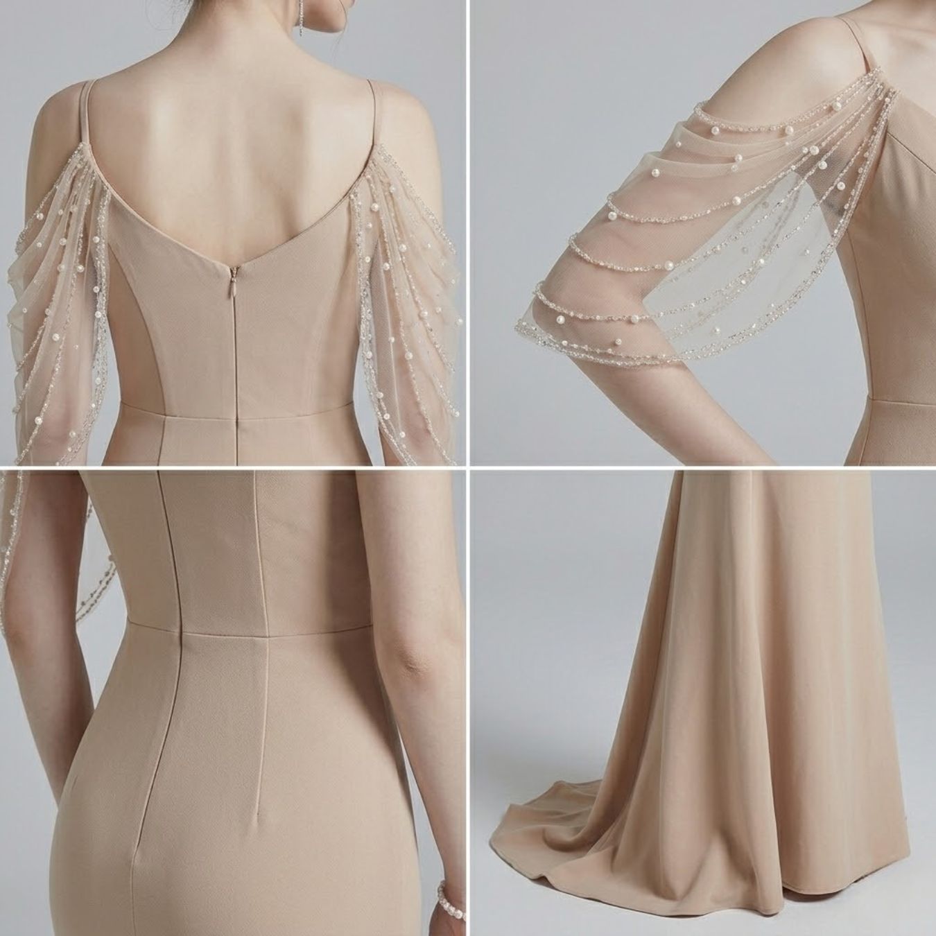 #5338 Suspender Mesh Satin Dress