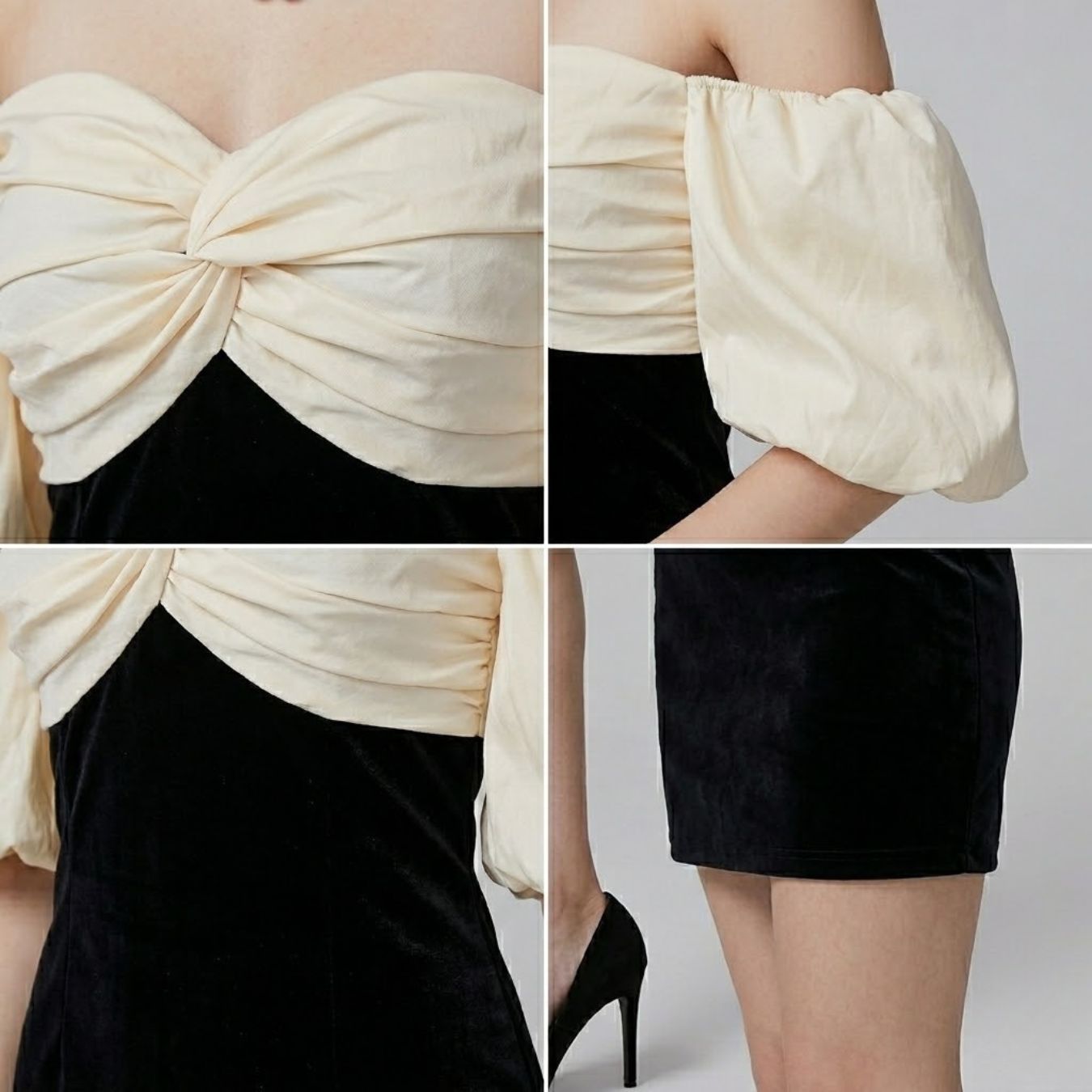 #5389 BANDEAU PUFF SLEEVES  DRESS