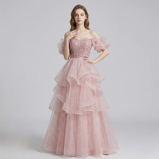#5415 SEQUIN ONE SHOULDER EVENING DRESS