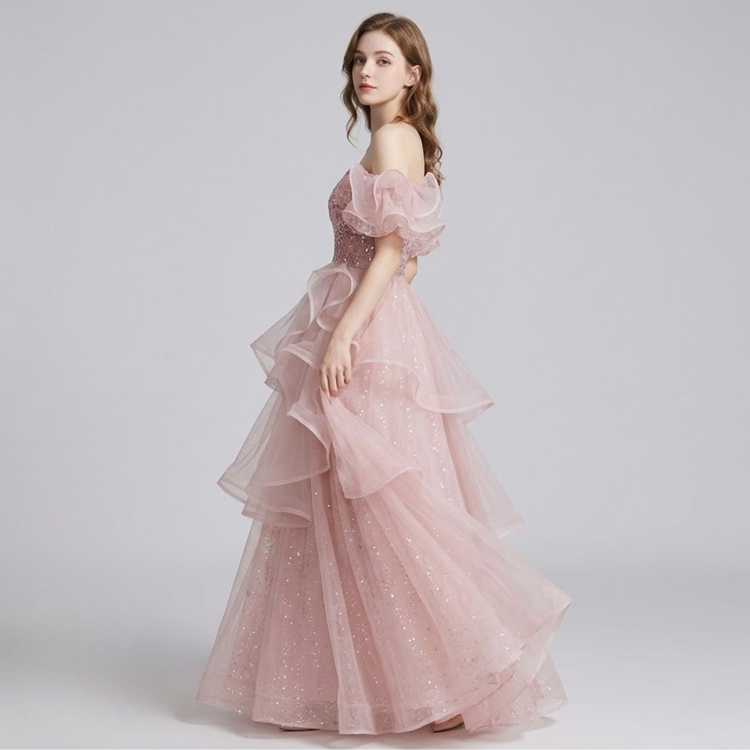 #5415 SEQUIN ONE SHOULDER EVENING DRESS