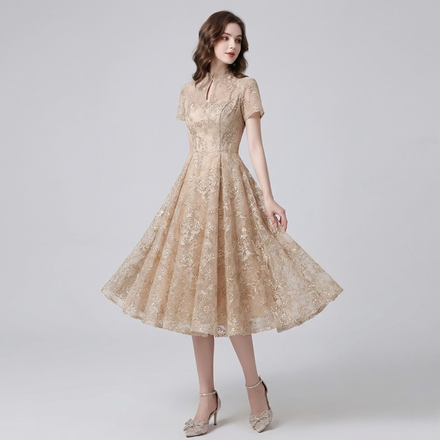 #7294 EMBROIDERY EVENING DRESS