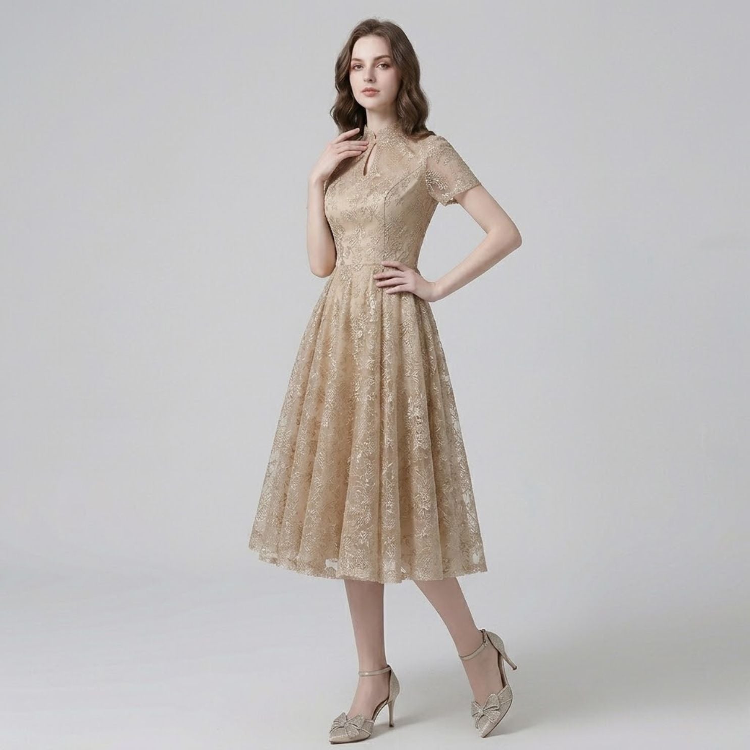 #7294 EMBROIDERY EVENING DRESS