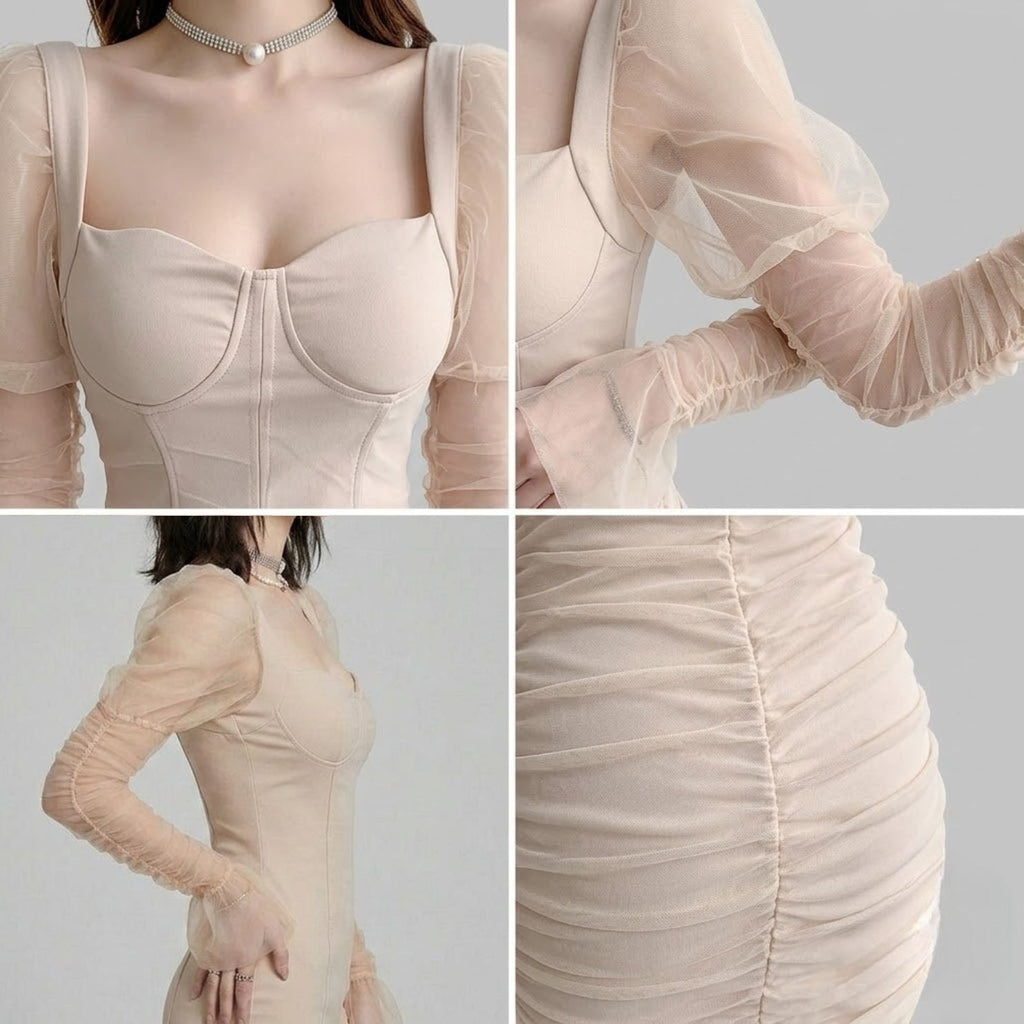 #7535 MESH STITCHING DRESS