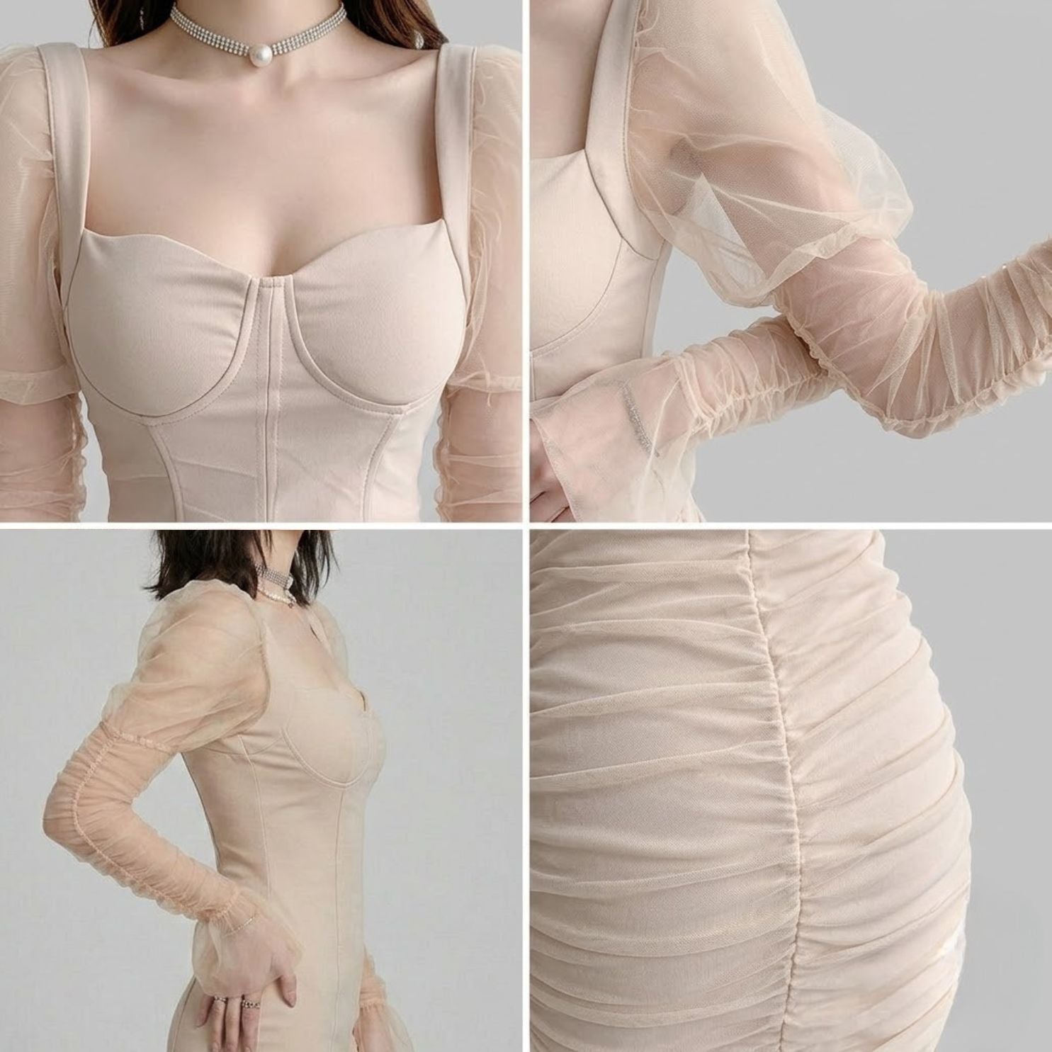 #7535 MESH STITCHING DRESS