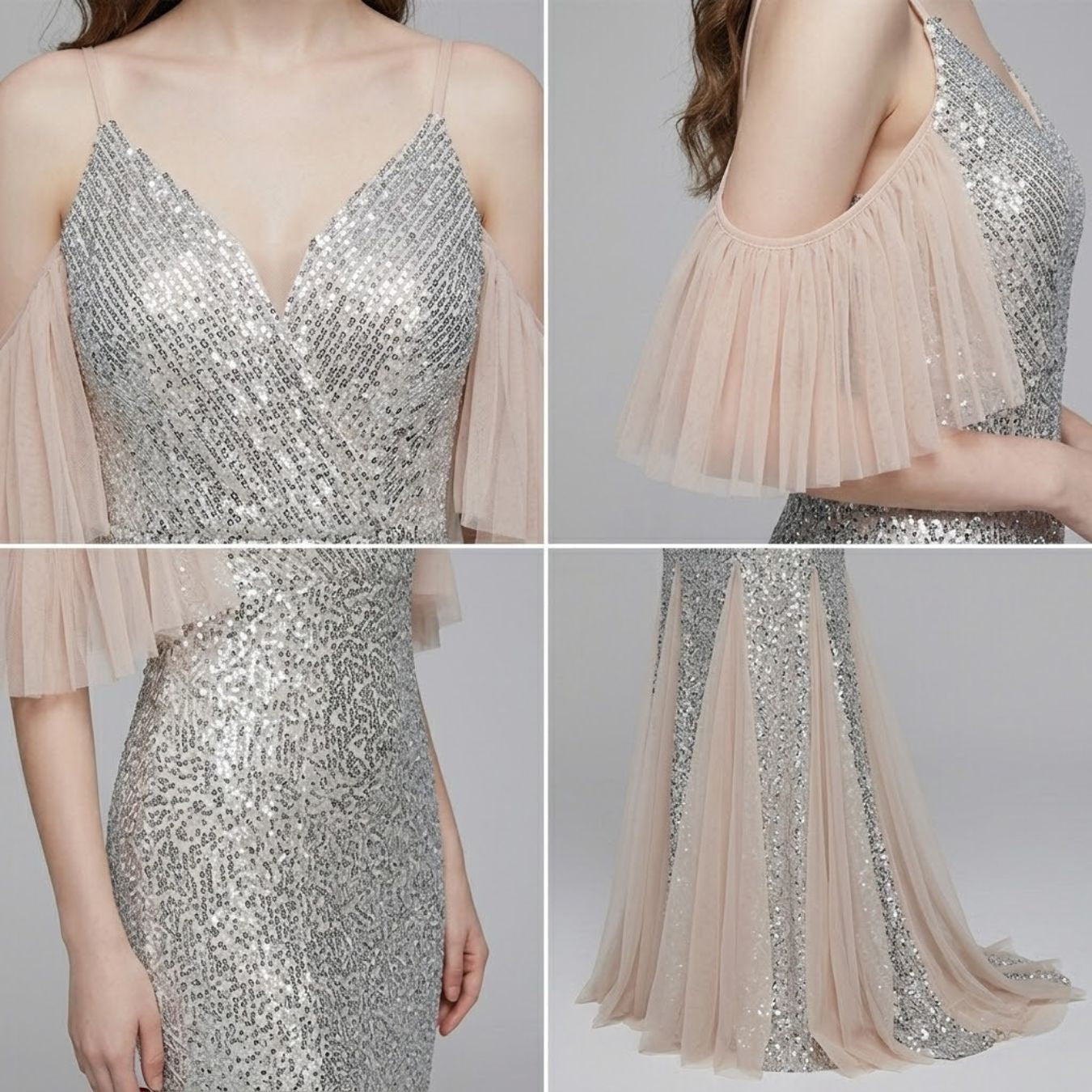 #7605 SLIP SEQUINS EVENING DRESS