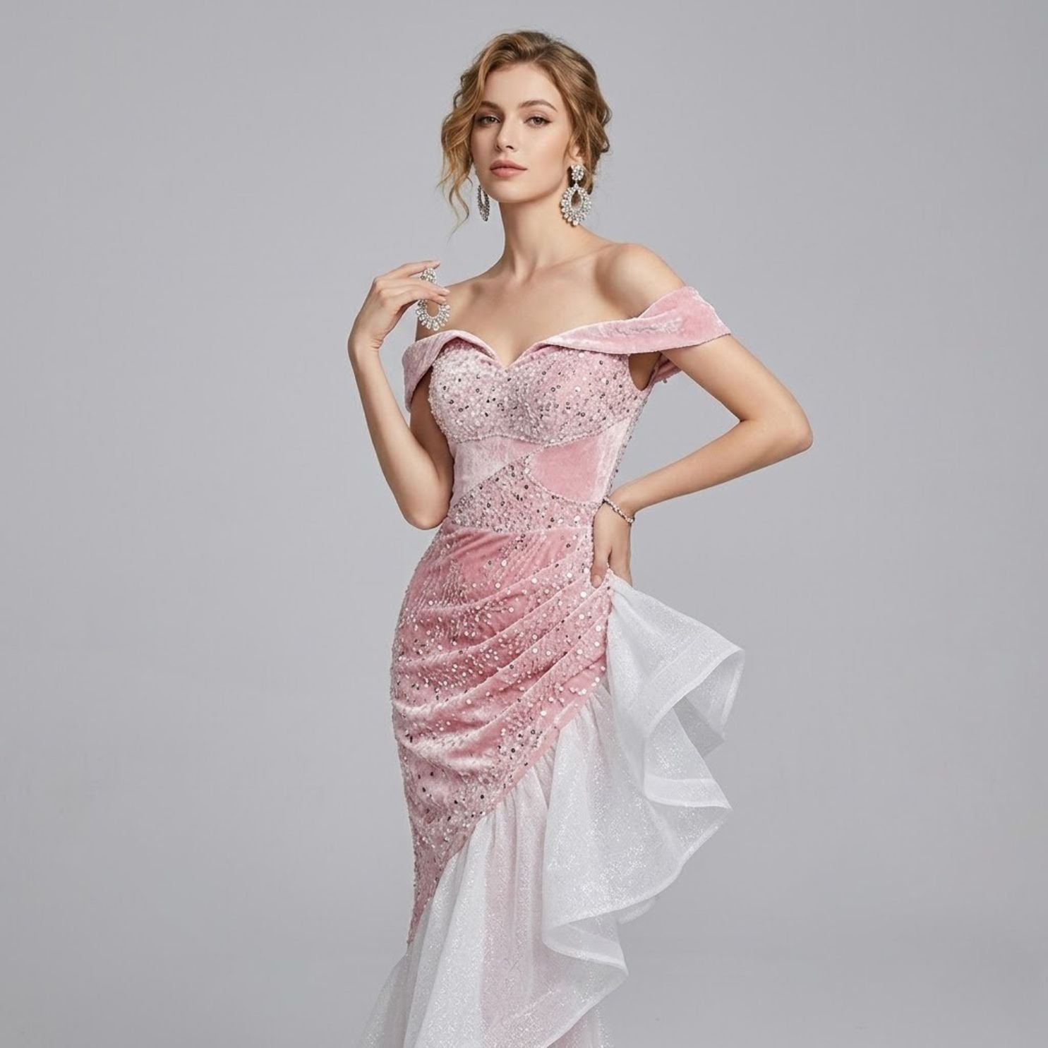 #7765 OFF SHOULDER EVENING DRESS