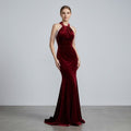 #7767 OFF HALTER EVENING DRESS
