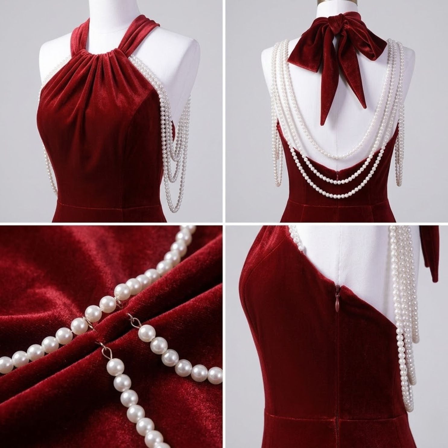#7767 OFF HALTER EVENING DRESS