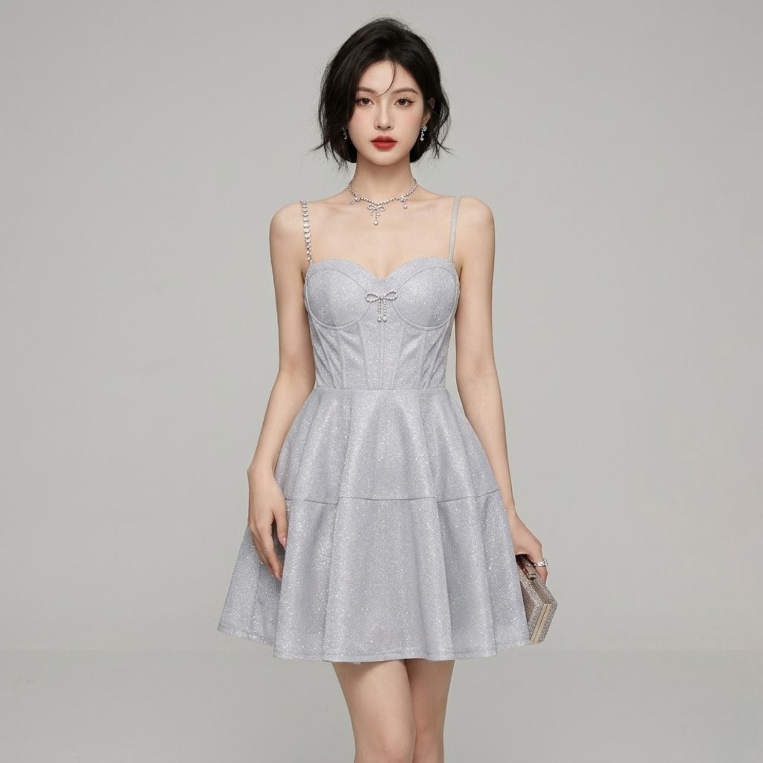#7771 STRAP SEQUIN PARTY DRESS