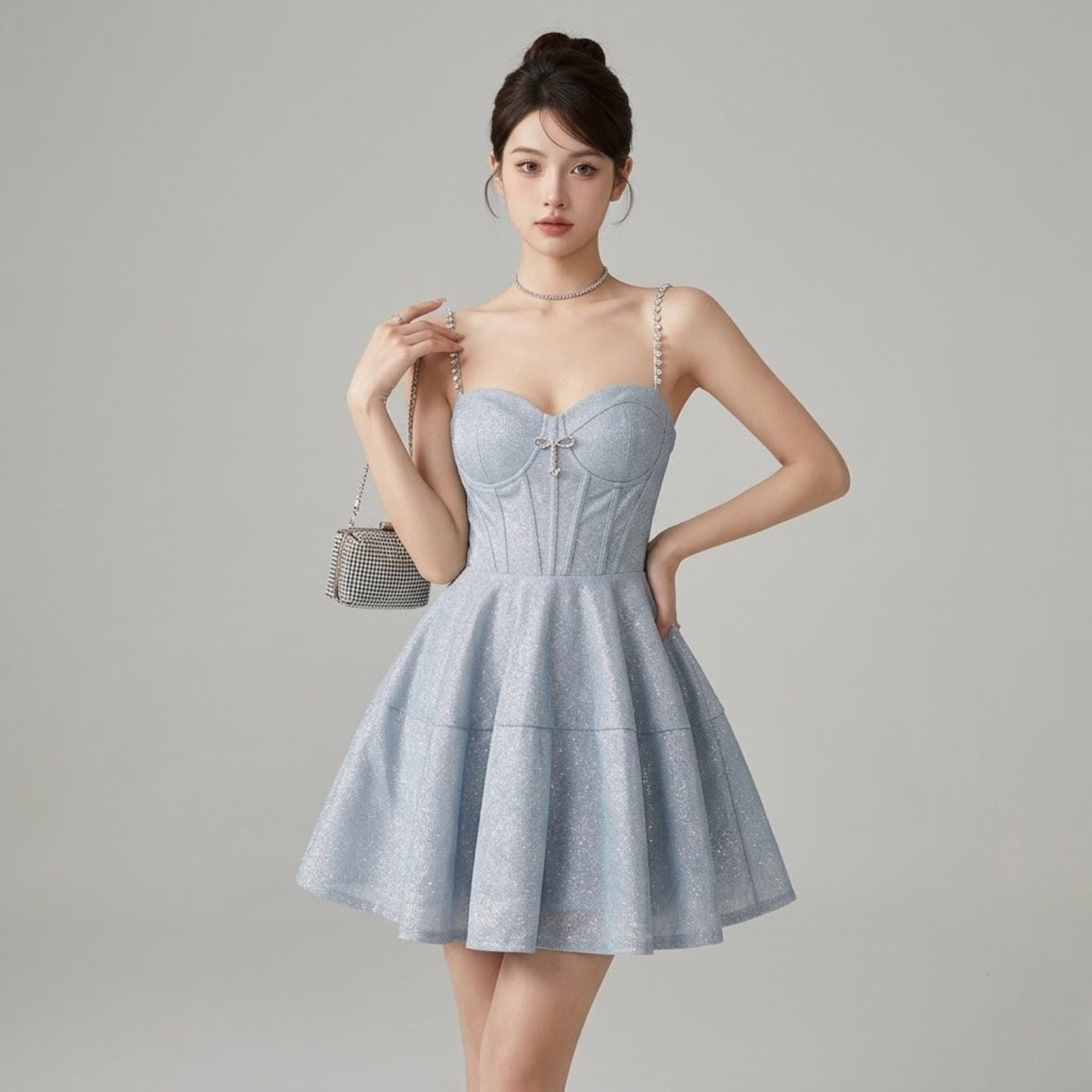#7771 STRAP SEQUIN PARTY DRESS