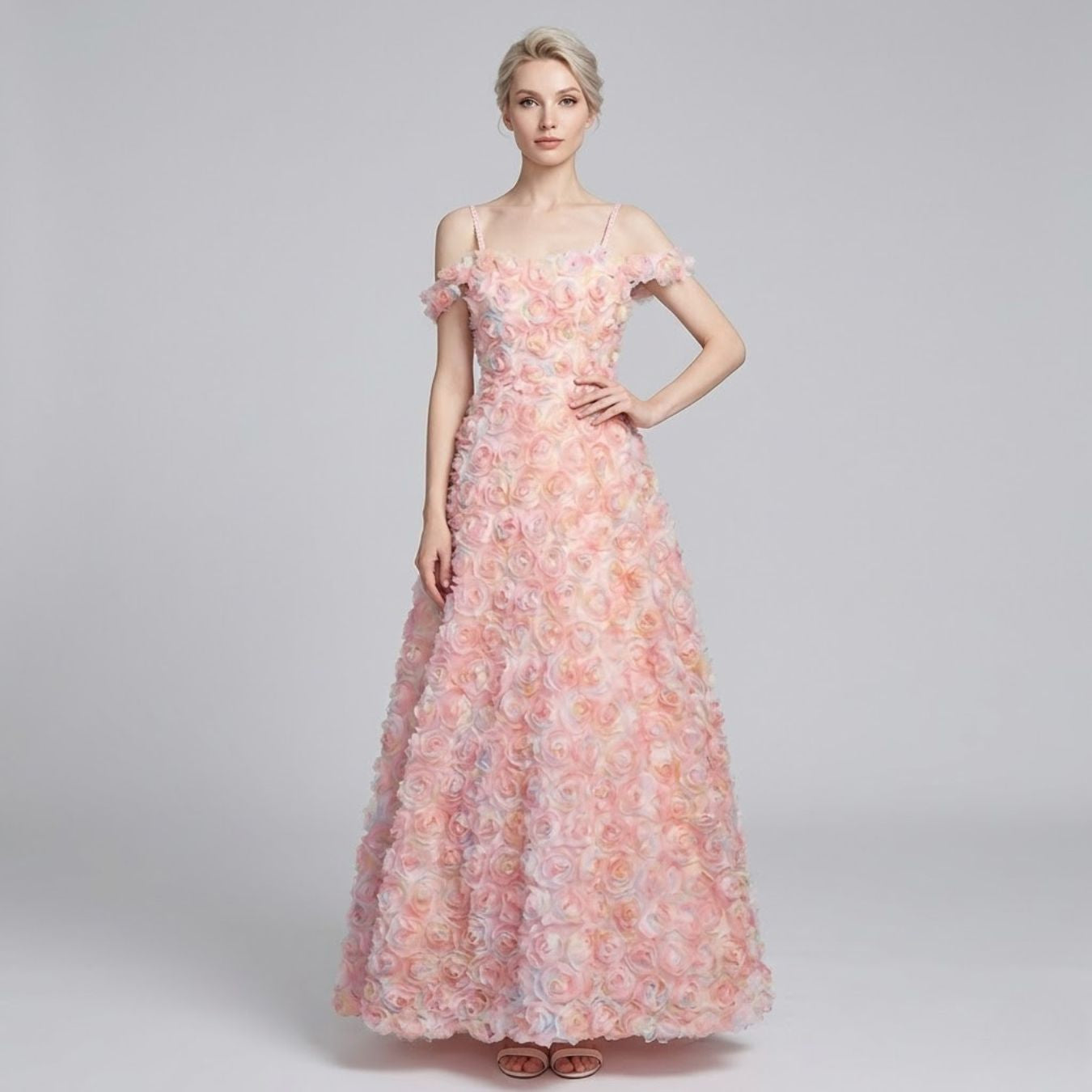 #7780 FLORAL SLING EVENING DRESS