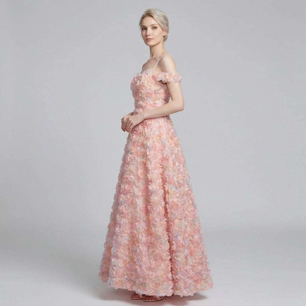 #7780 FLORAL SLING EVENING DRESS