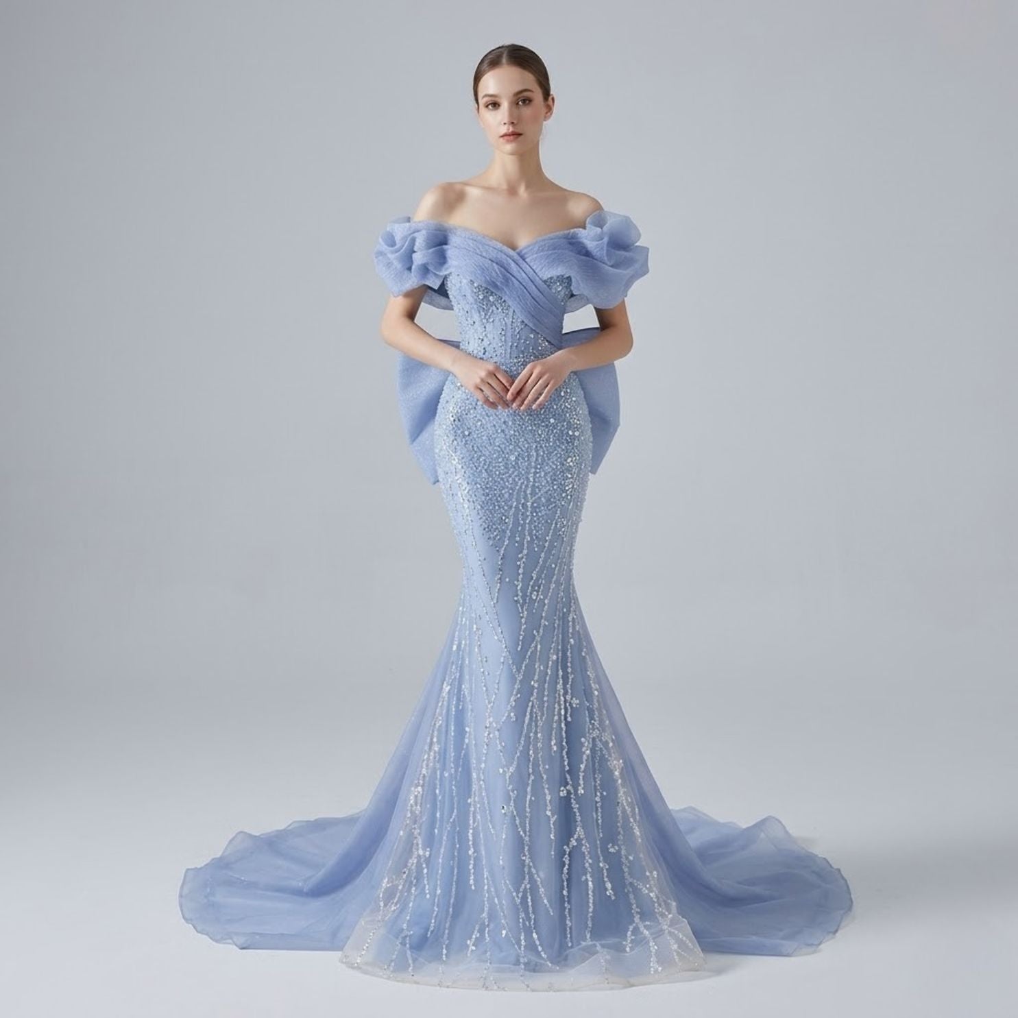 #7783 PEARL  LUXURY EVENING DRESS