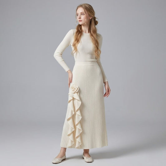 #7853 3D Rose Knit Skirt