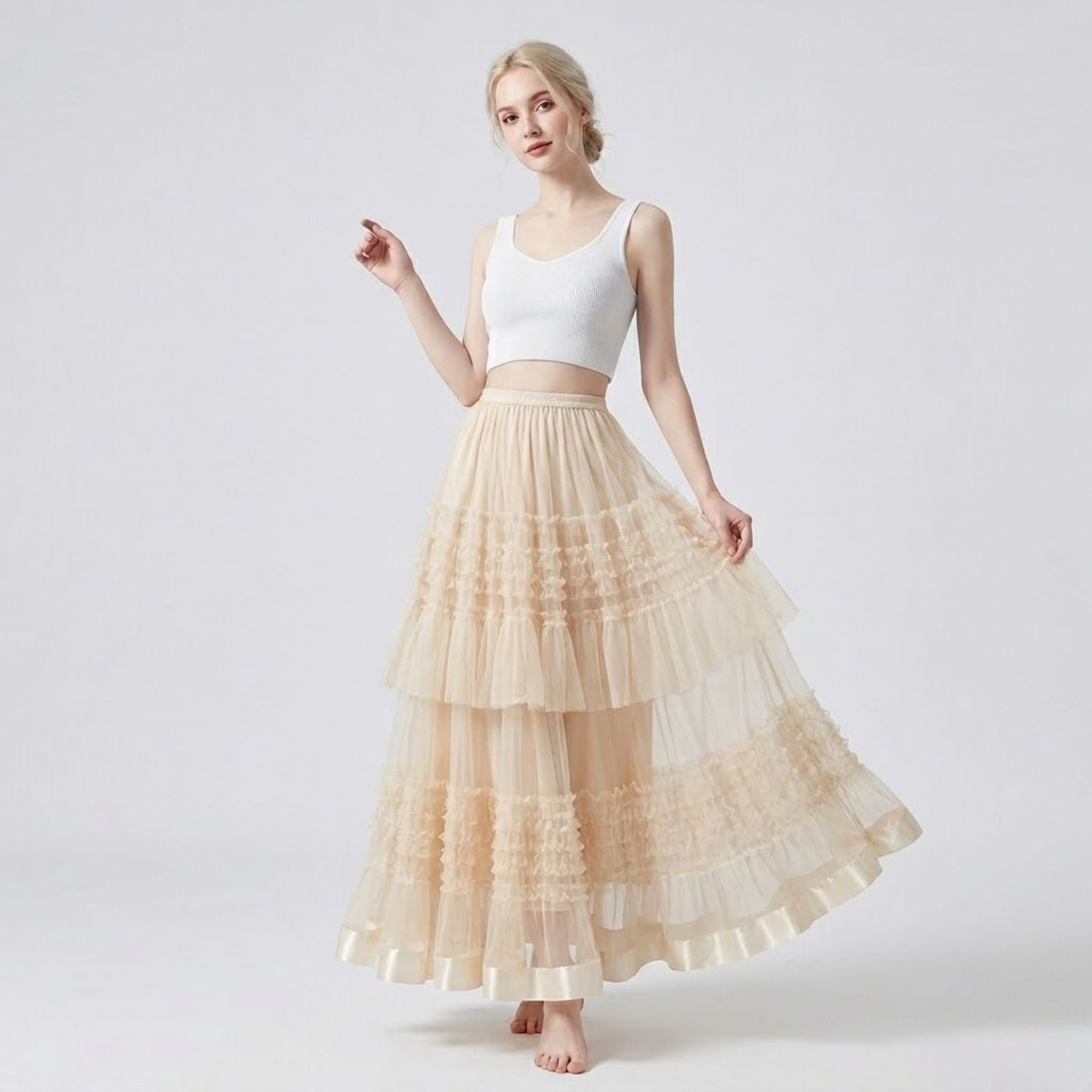 #7900 HIGH-WAISTED SLIMMING CHIFFON SKIRT