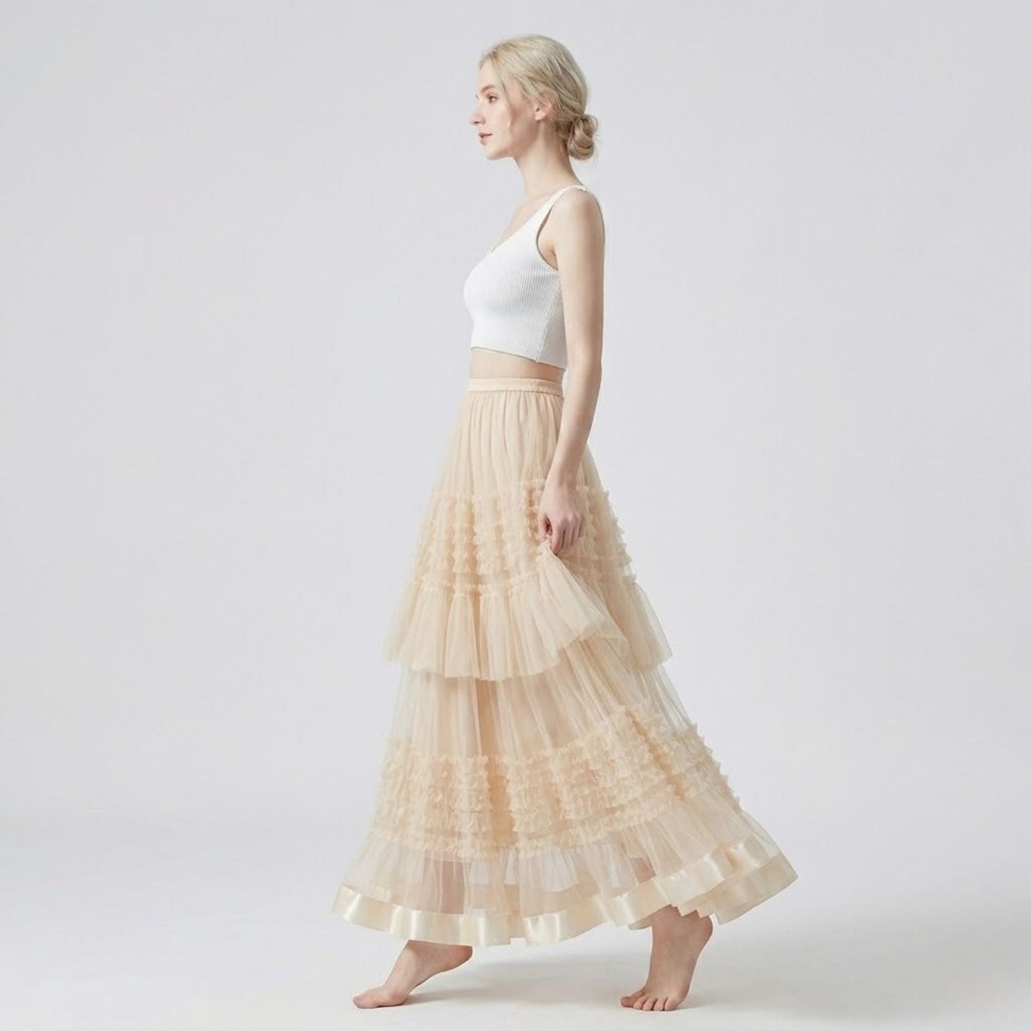 #7900 HIGH-WAISTED SLIMMING CHIFFON SKIRT