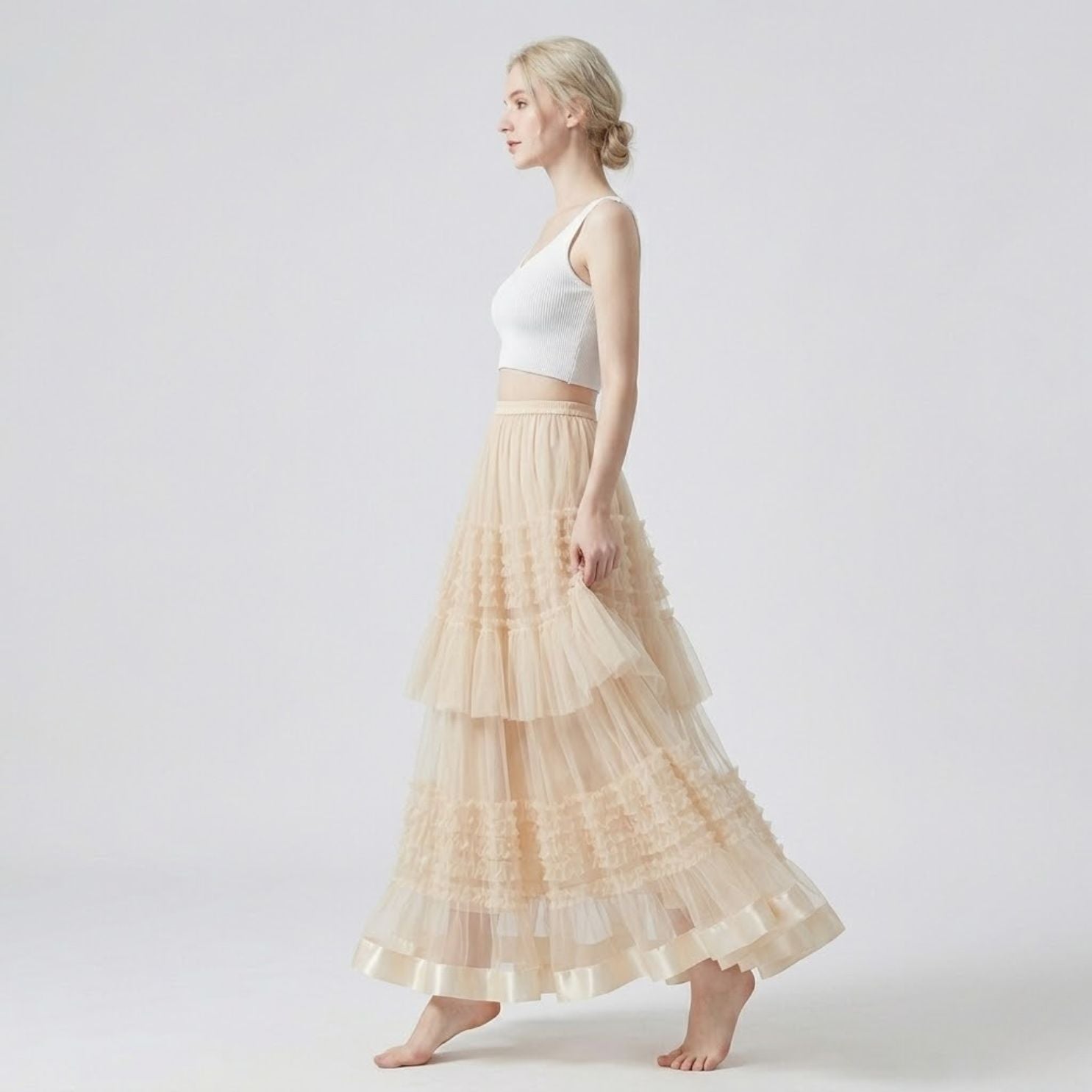 #7900 HIGH-WAISTED SLIMMING CHIFFON SKIRT