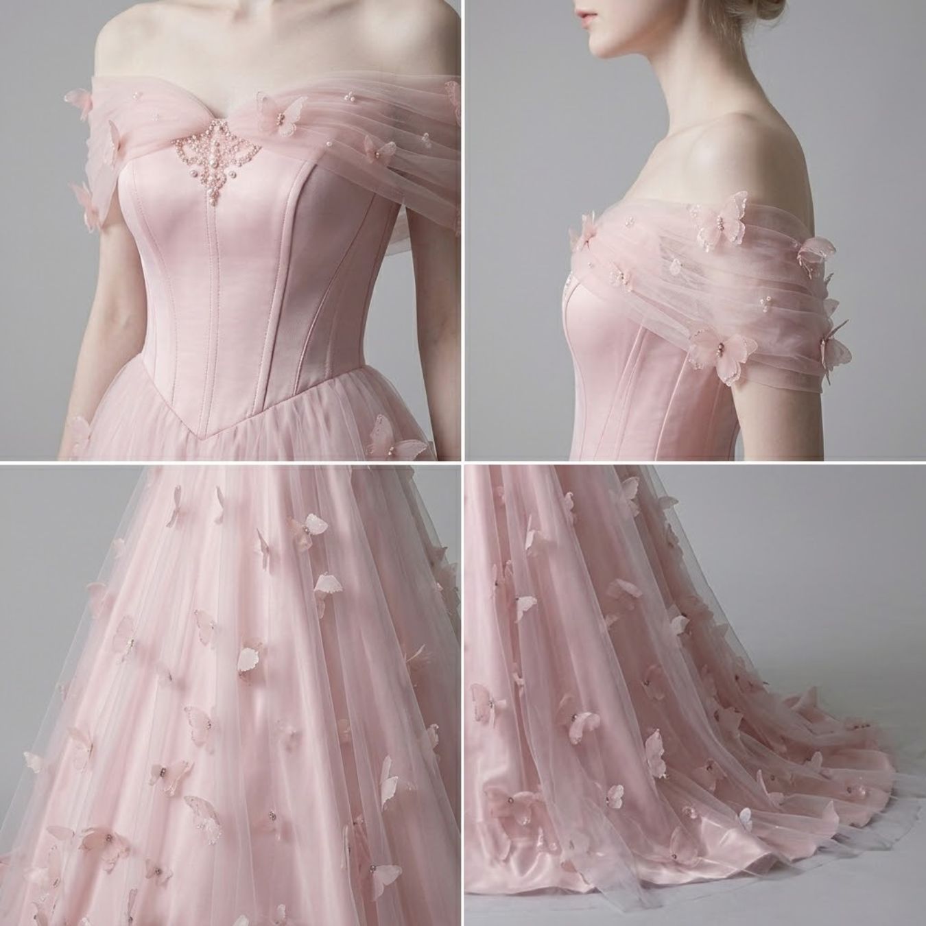 #7945 STRAPLESS FLORAL FRENCH EVENING DRESS