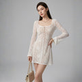 Bell Sleeve Hollow Lace Embroidery Dress