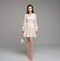 French Lantern Sleeve V-Neck Dress
