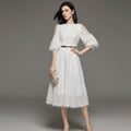 Spliced Mesh Polka Dot Sleeve Dress
