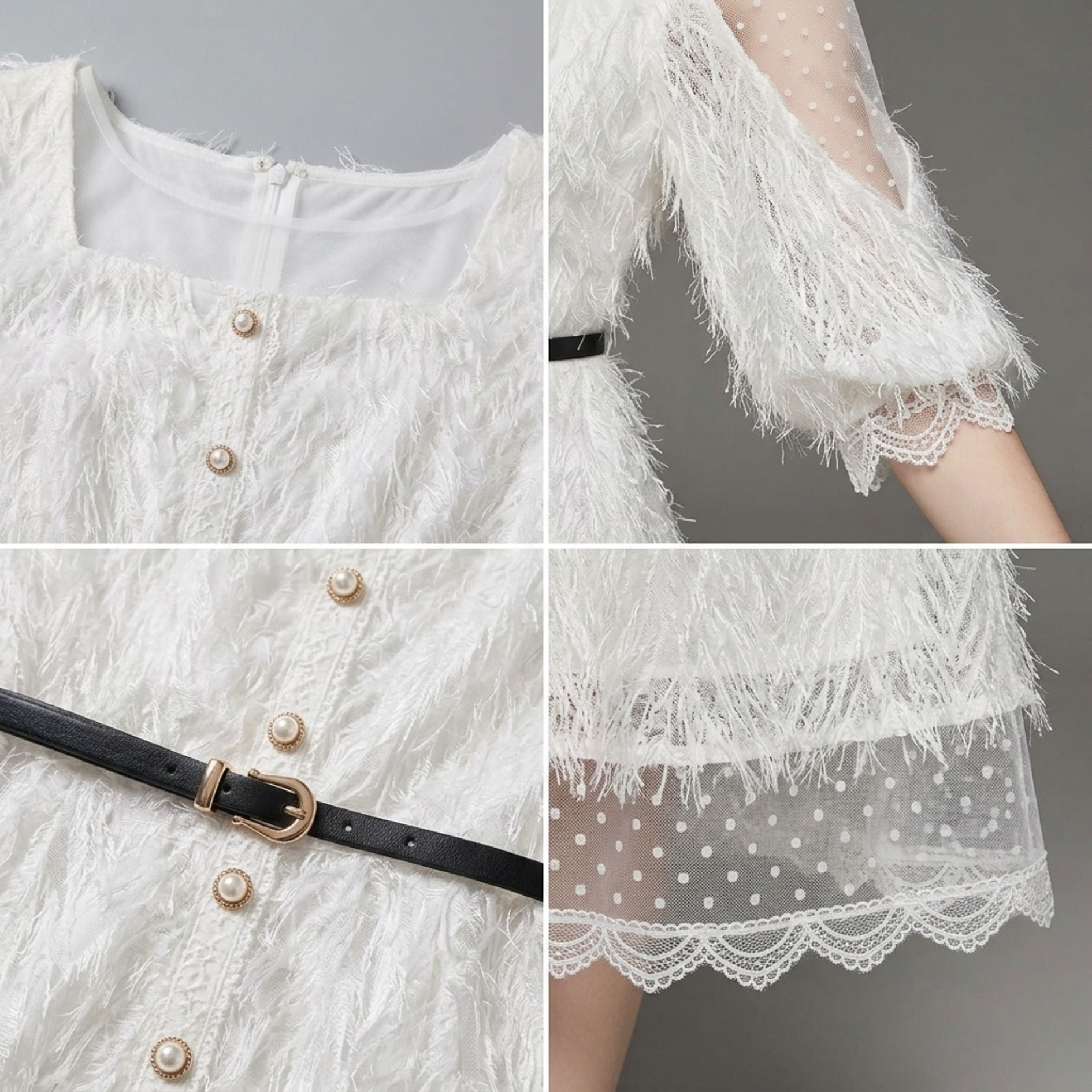 Spliced Mesh Polka Dot Sleeve Dress