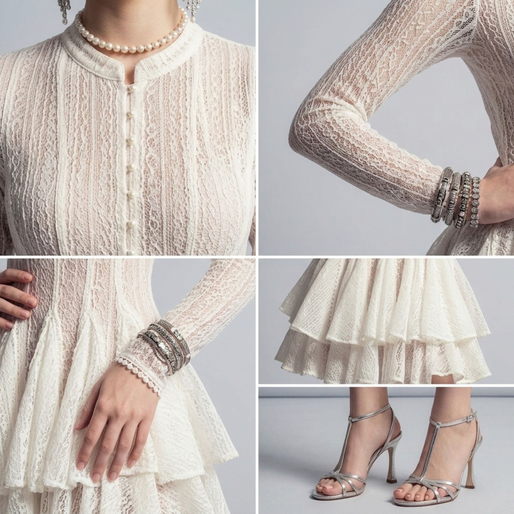 Round Neck Embroidered Long Sleeve Dress