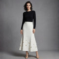 Pearl Flower-Embellished Mermaid Midi Skirt