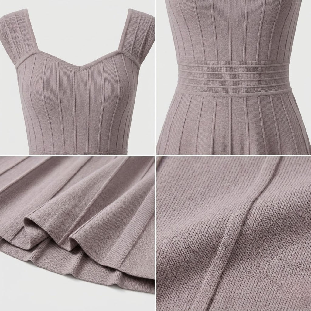 V‑Neck Knit Sleeveless Dress