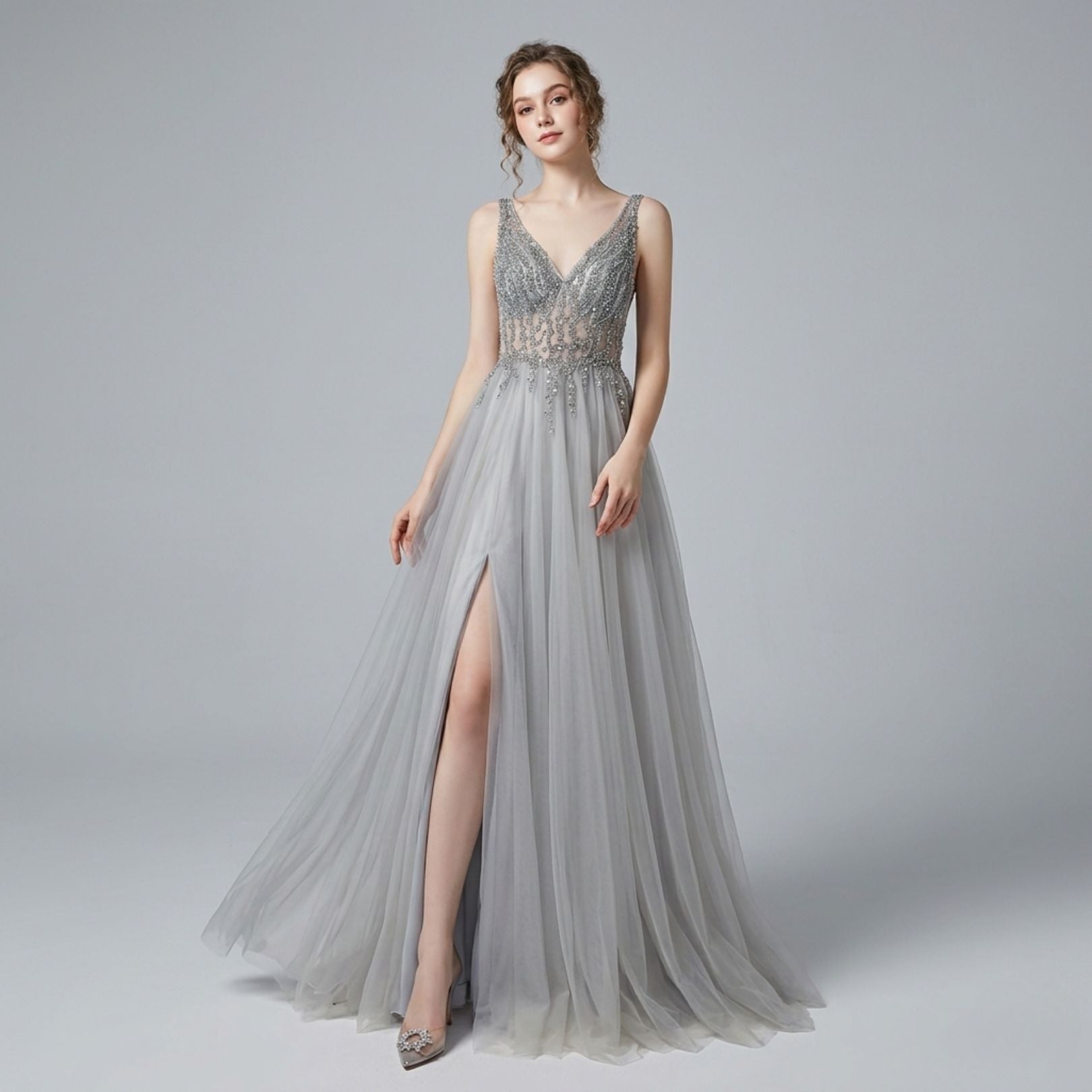 Backless Sequin Evening Dress